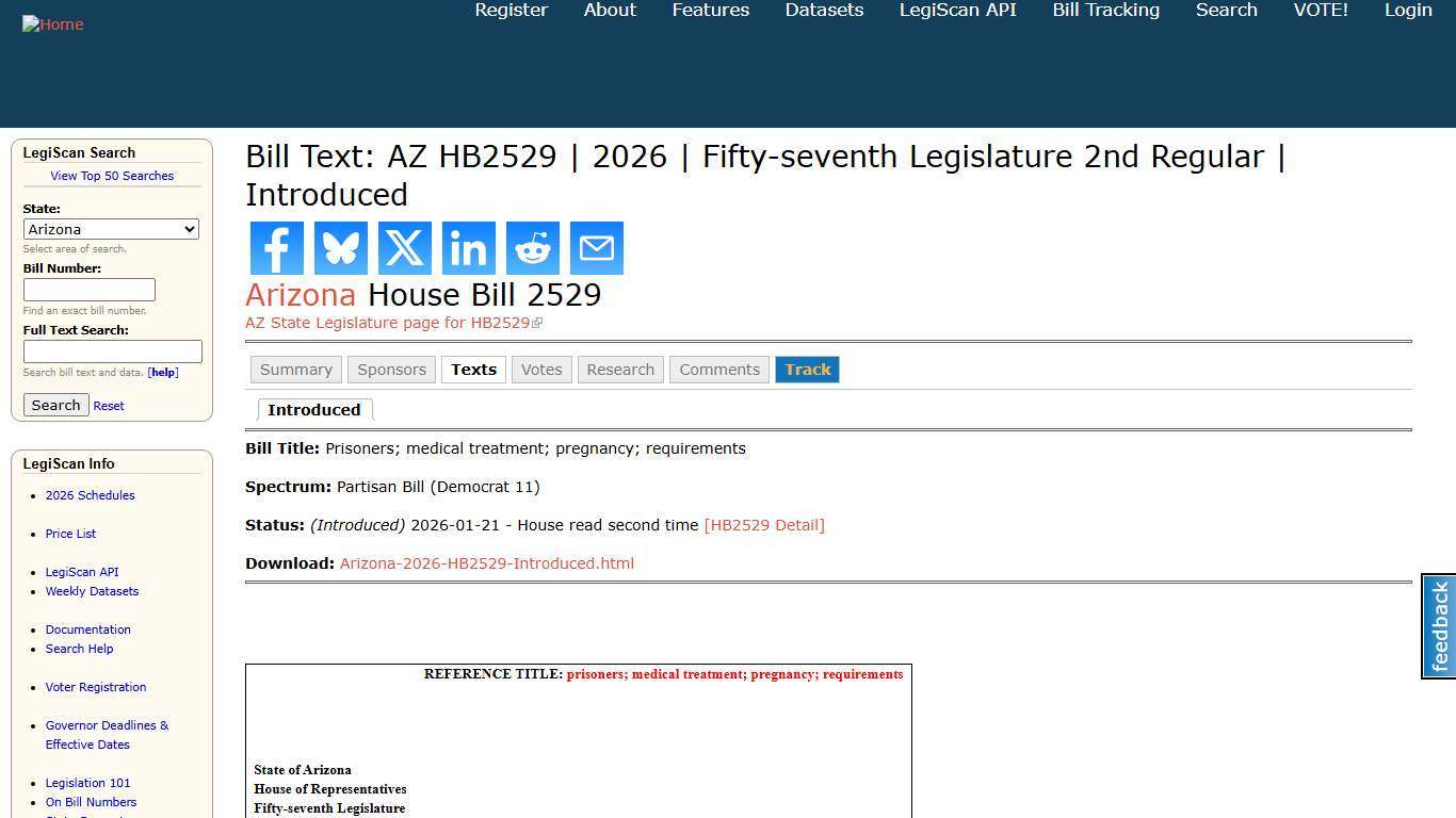 Bill Text: AZ HB2529 2026 Fifty-seventh Legislature 2nd Regular Introduced LegiScan
